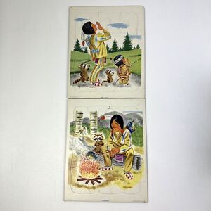 PLAYSKOOL Native American VTG 50s Puzzle Lot Indian  80-6A 6B USA Golden Press